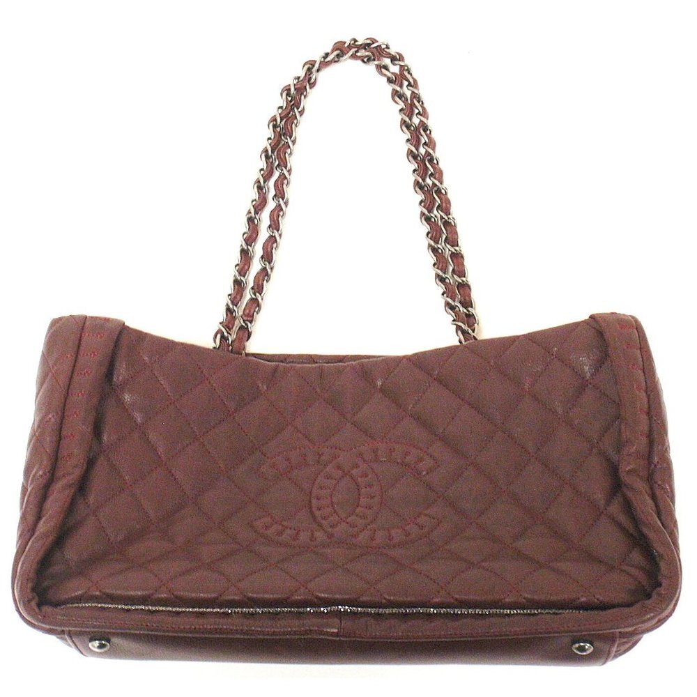 Authentic 2012 Chanel Istanbul Soft Caviar Tote Burgundy Leather Handbag - Picture 6 of 12